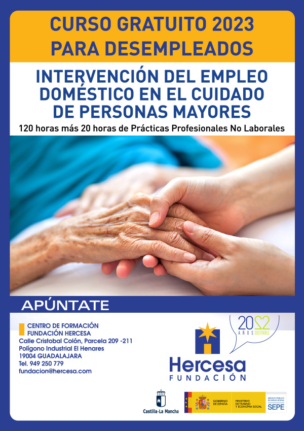 Cartel curso Intervención del empleo doméstico en el cuidado de personas mayores