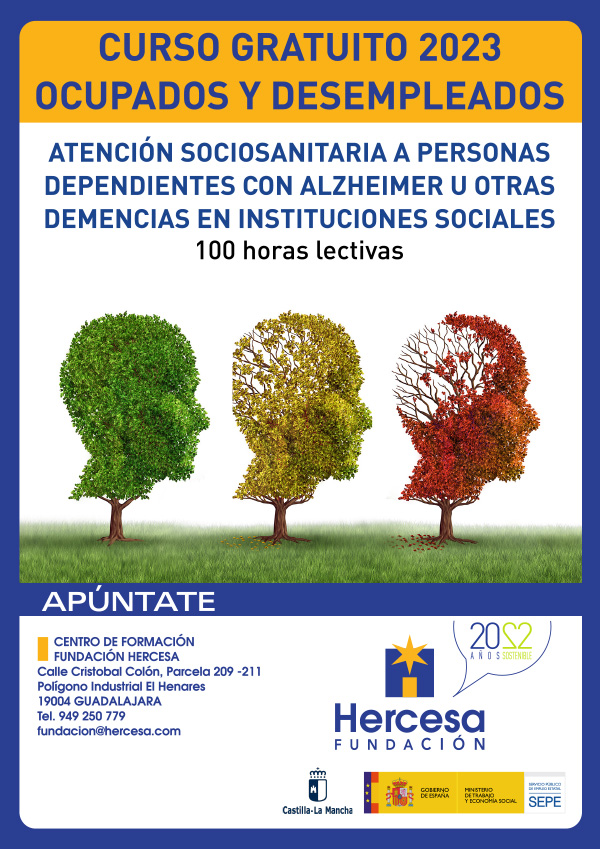 Cartel curso Atención Sociosanitaria a Personas Dependientes con Alzhéimer u otras demencias en Instituciones Sociales